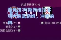 雷竞技:阿斯顿维拉客场大胜富勒姆，冲刺前四